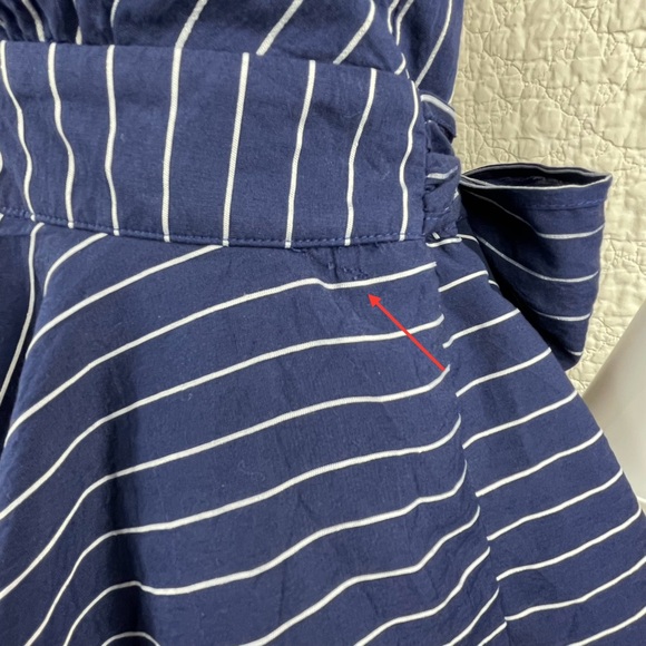 🔥Lulus Ruffle & Flow Black Striped Backless Ruffle
Romper Blue White - Picture 16 of 16